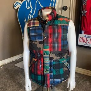Polo Ralph Lauren PATCHWORK Down Vest Aztec Camo Large BEAUTIFUL Rare Sold out